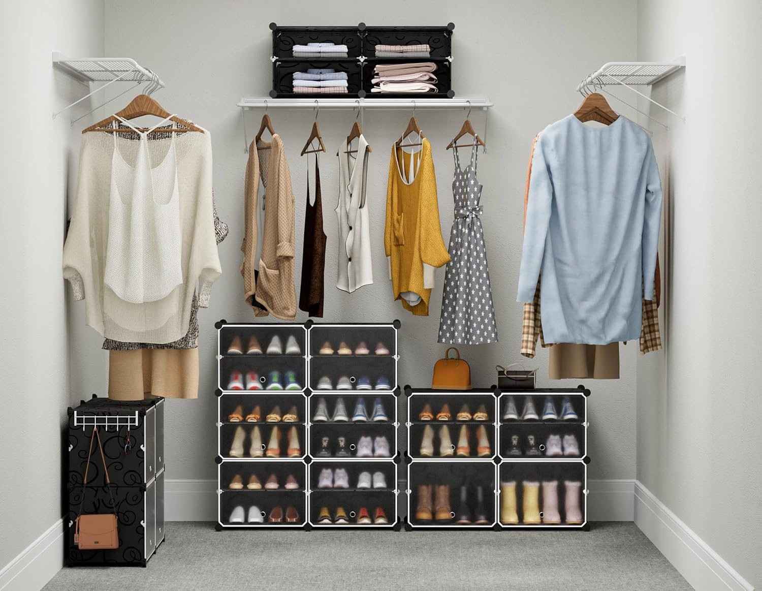 image:imageHOMIDEC Shoe Rack 6 Tier Shoe Storage Cabinet 24 Pair Plastic Shoe Shelves Organizer for Closet Hallway Bedroom EntrywayBlack