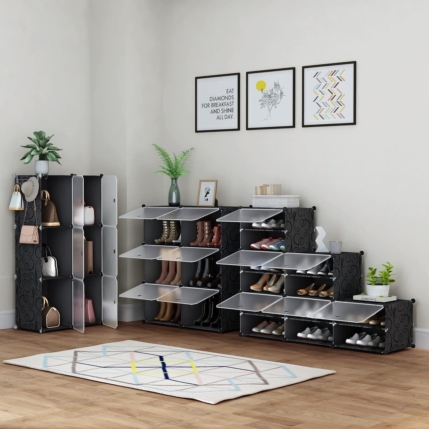 image:imageHOMIDEC Shoe Rack 6 Tier Shoe Storage Cabinet 24 Pair Plastic Shoe Shelves Organizer for Closet Hallway Bedroom EntrywayBlack