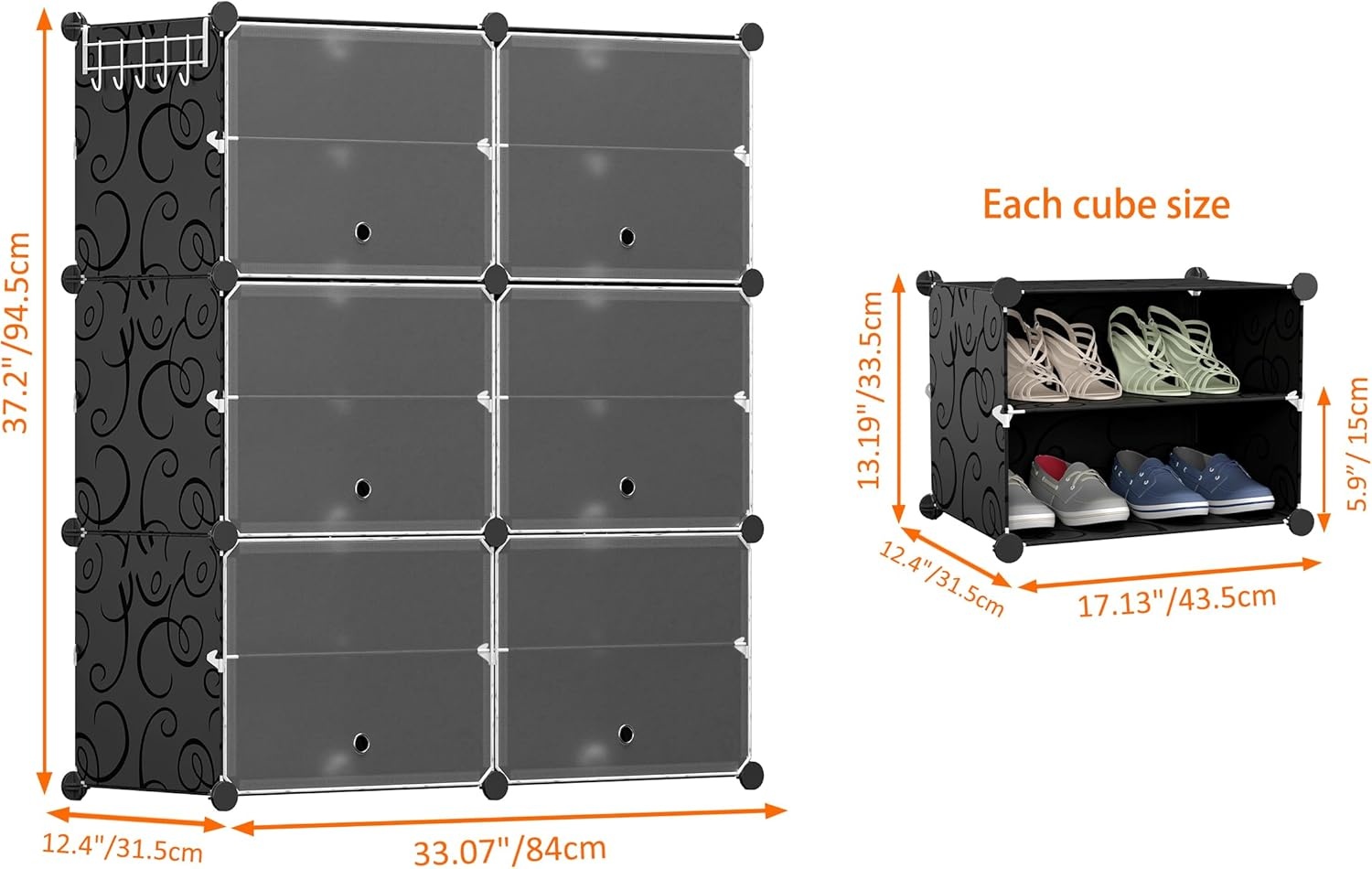 image:imageHOMIDEC Shoe Rack 6 Tier Shoe Storage Cabinet 24 Pair Plastic Shoe Shelves Organizer for Closet Hallway Bedroom EntrywayBlack