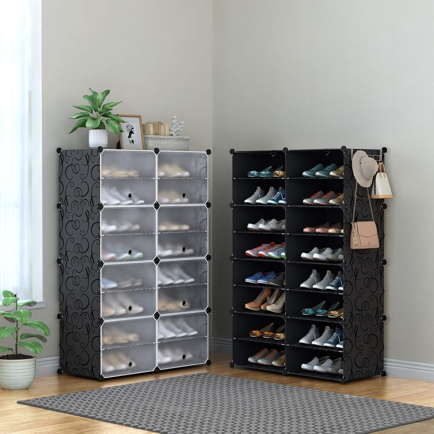 image:imageHOMIDEC Shoe Rack 6 Tier Shoe Storage Cabinet 24 Pair Plastic Shoe Shelves Organizer for Closet Hallway Bedroom EntrywayBlack