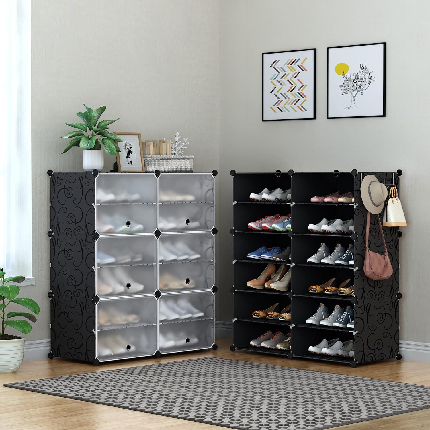 image:imageHOMIDEC Shoe Rack 6 Tier Shoe Storage Cabinet 24 Pair Plastic Shoe Shelves Organizer for Closet Hallway Bedroom EntrywayBlack