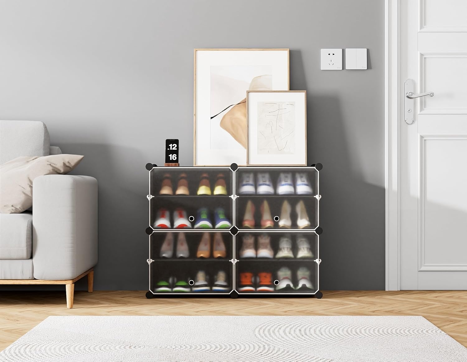image:imageHOMIDEC Shoe Rack 6 Tier Shoe Storage Cabinet 24 Pair Plastic Shoe Shelves Organizer for Closet Hallway Bedroom EntrywayBlack