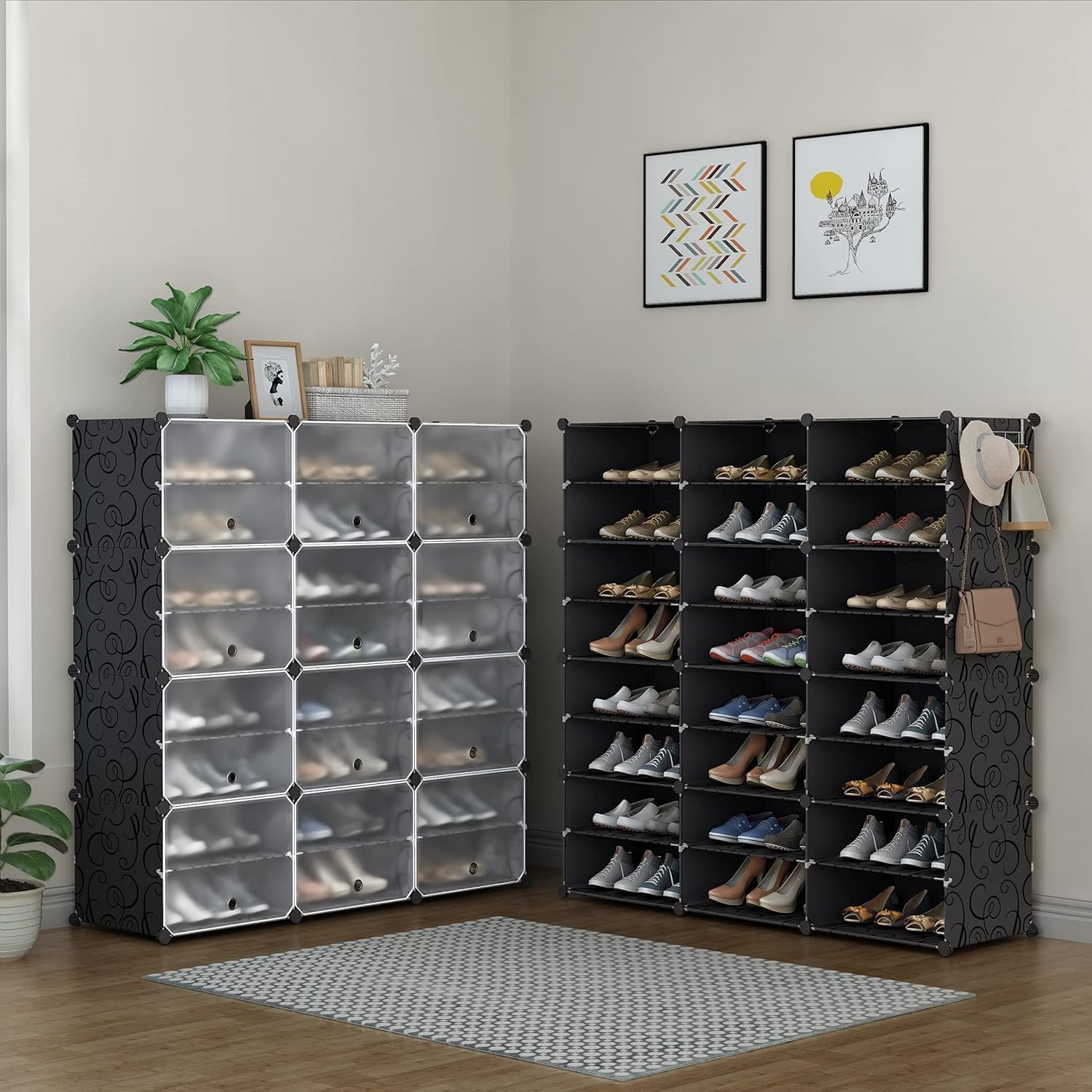 image:imageHOMIDEC Shoe Rack 6 Tier Shoe Storage Cabinet 24 Pair Plastic Shoe Shelves Organizer for Closet Hallway Bedroom EntrywayBlack