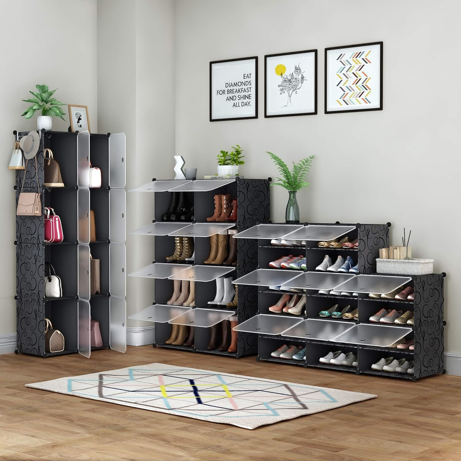 image:imageHOMIDEC Shoe Rack 6 Tier Shoe Storage Cabinet 24 Pair Plastic Shoe Shelves Organizer for Closet Hallway Bedroom EntrywayBlack