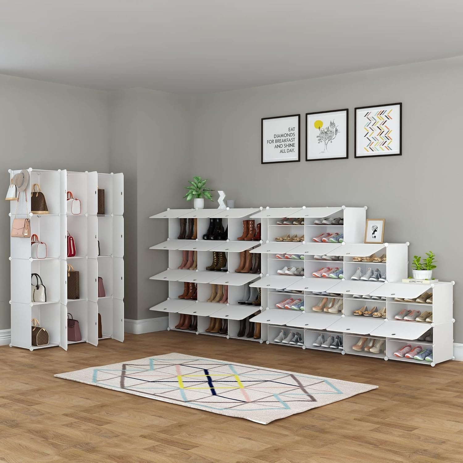 image:imageHOMIDEC Shoe Rack 6 Tier Shoe Storage Cabinet 24 Pair Plastic Shoe Shelves Organizer for Closet Hallway Bedroom EntrywayWhite