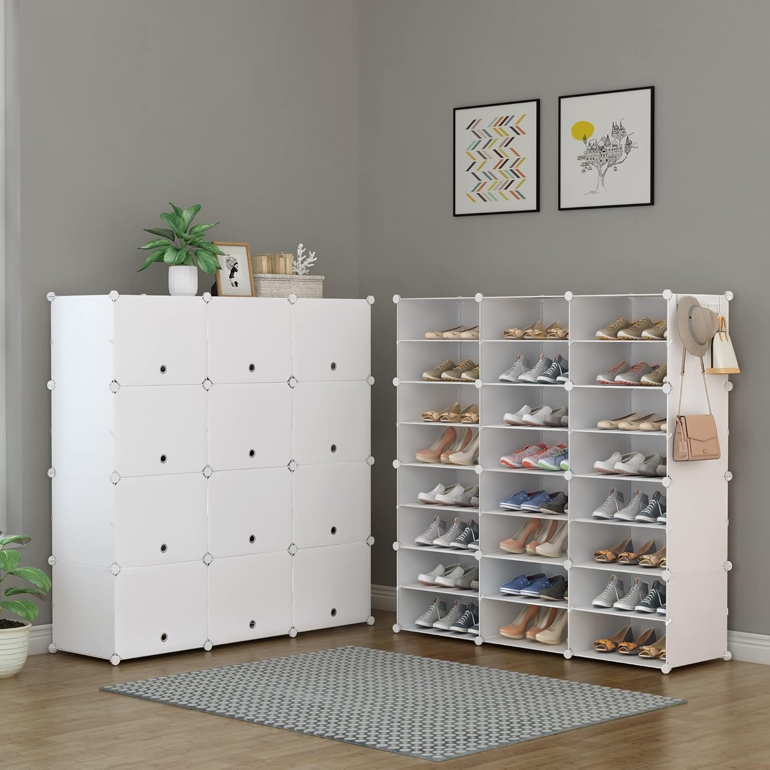 image:imageHOMIDEC Shoe Rack 6 Tier Shoe Storage Cabinet 24 Pair Plastic Shoe Shelves Organizer for Closet Hallway Bedroom EntrywayWhite
