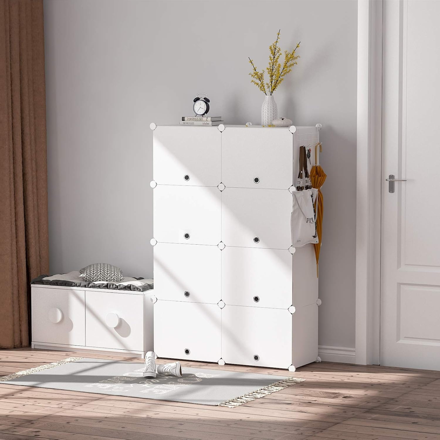 image:imageHOMIDEC Shoe Rack 6 Tier Shoe Storage Cabinet 24 Pair Plastic Shoe Shelves Organizer for Closet Hallway Bedroom EntrywayWhite