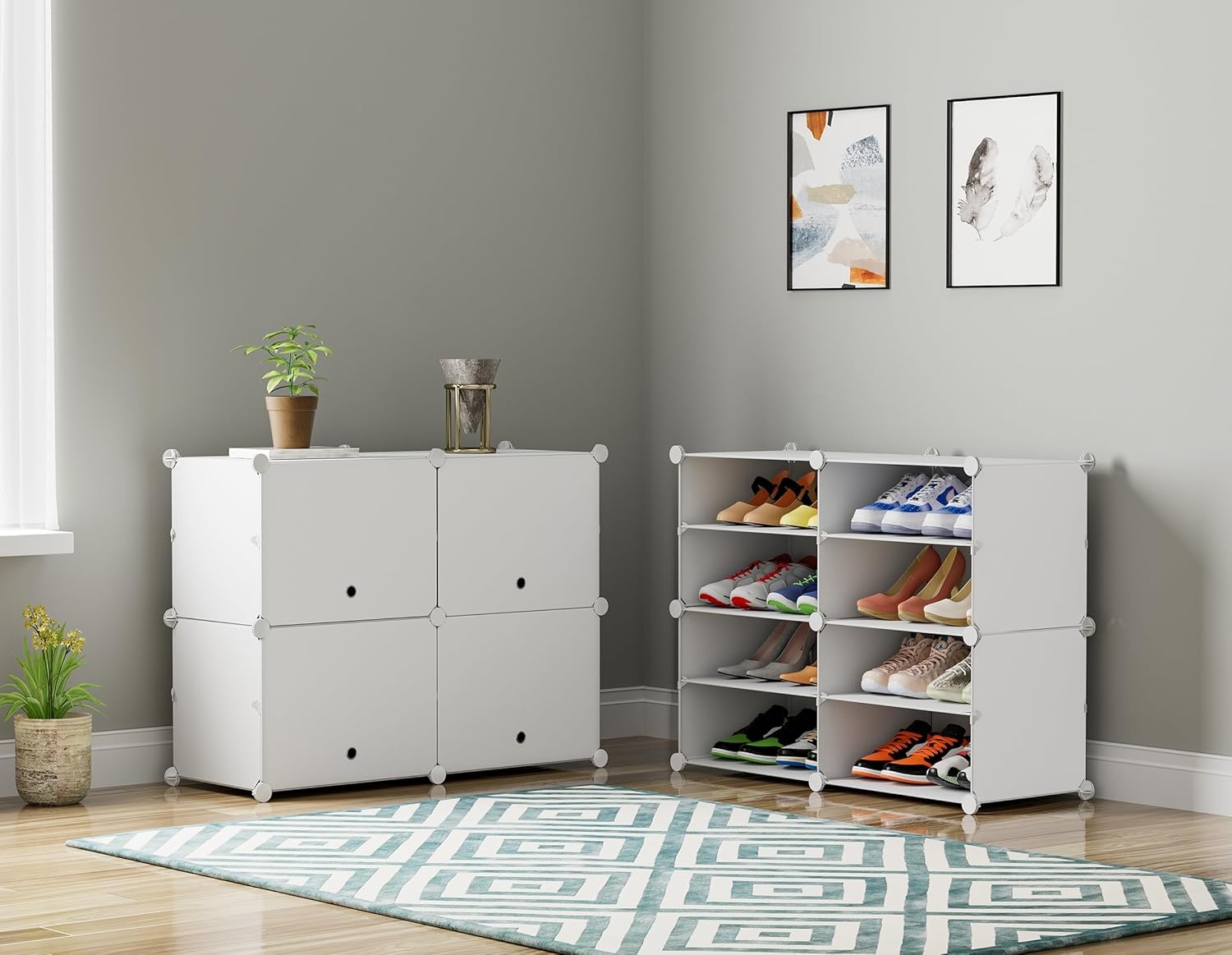 image:imageHOMIDEC Shoe Rack 6 Tier Shoe Storage Cabinet 24 Pair Plastic Shoe Shelves Organizer for Closet Hallway Bedroom EntrywayWhite