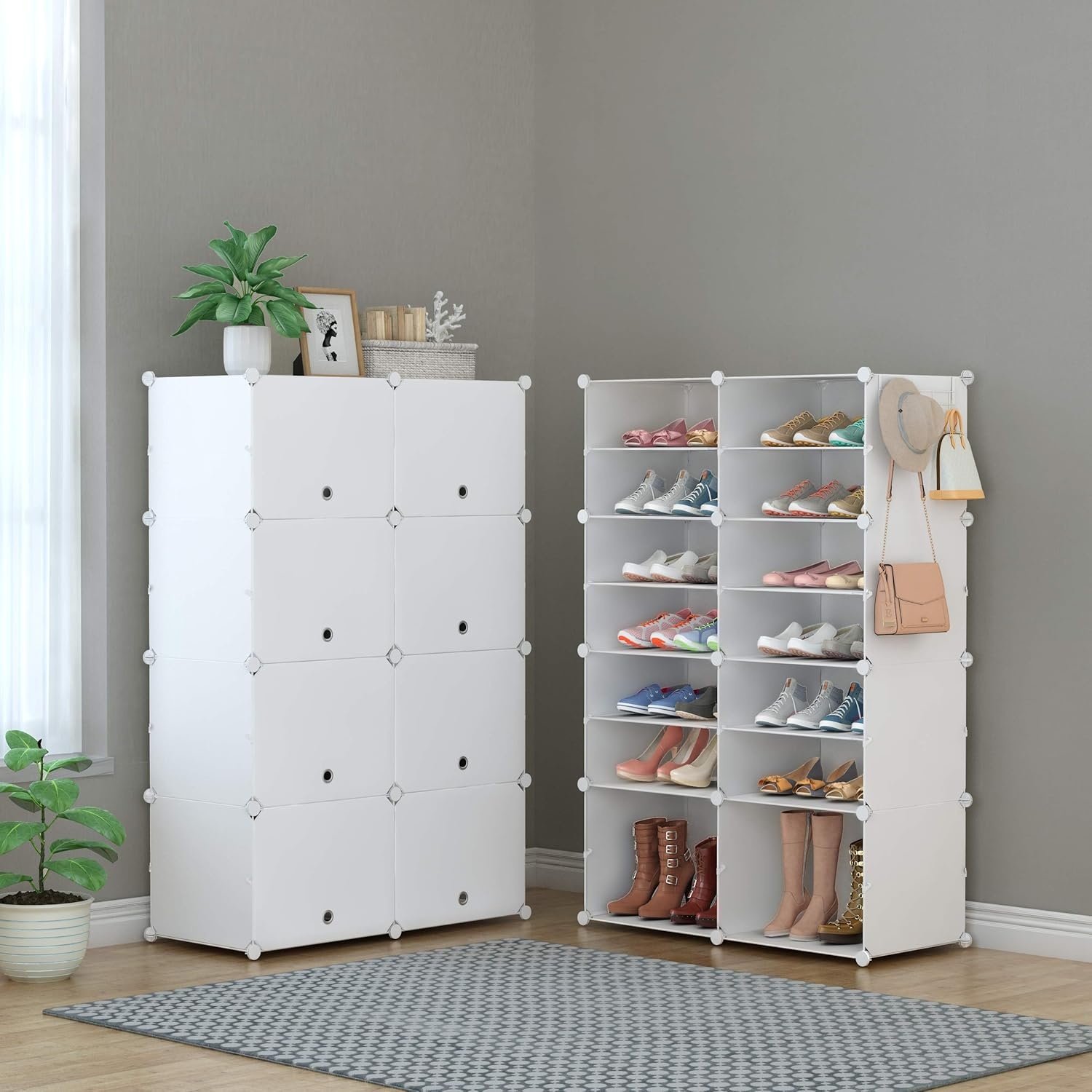 image:imageHOMIDEC Shoe Rack 6 Tier Shoe Storage Cabinet 24 Pair Plastic Shoe Shelves Organizer for Closet Hallway Bedroom EntrywayWhite