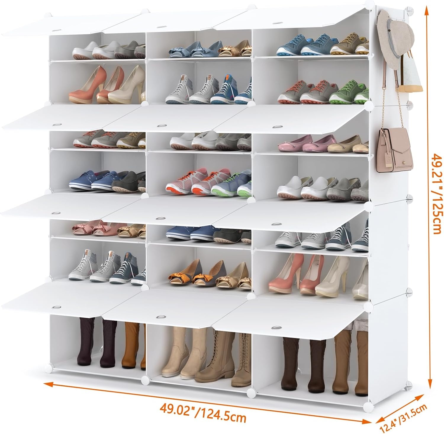 image:imageHOMIDEC Shoe Rack 6 Tier Shoe Storage Cabinet 24 Pair Plastic Shoe Shelves Organizer for Closet Hallway Bedroom EntrywayWhite