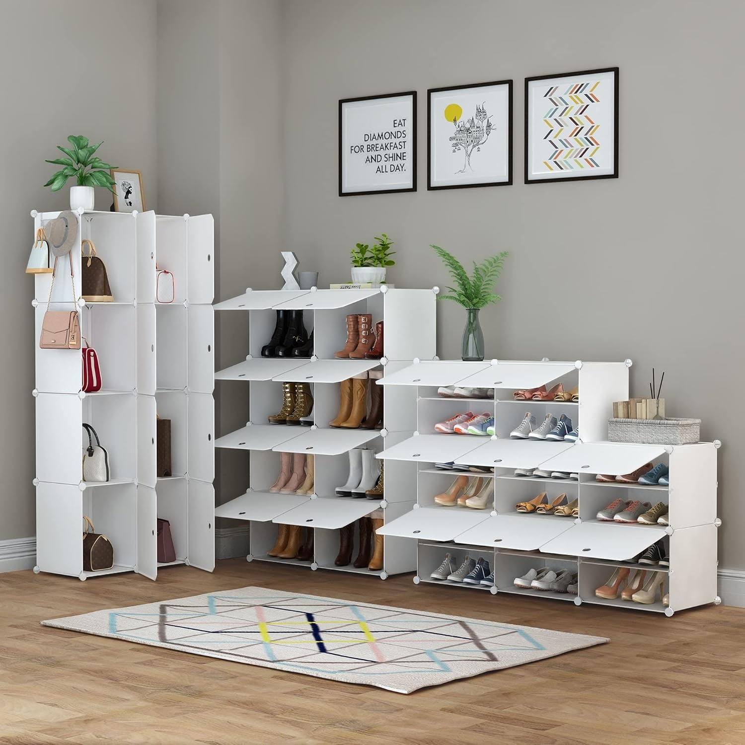 image:imageHOMIDEC Shoe Rack 6 Tier Shoe Storage Cabinet 24 Pair Plastic Shoe Shelves Organizer for Closet Hallway Bedroom EntrywayWhite