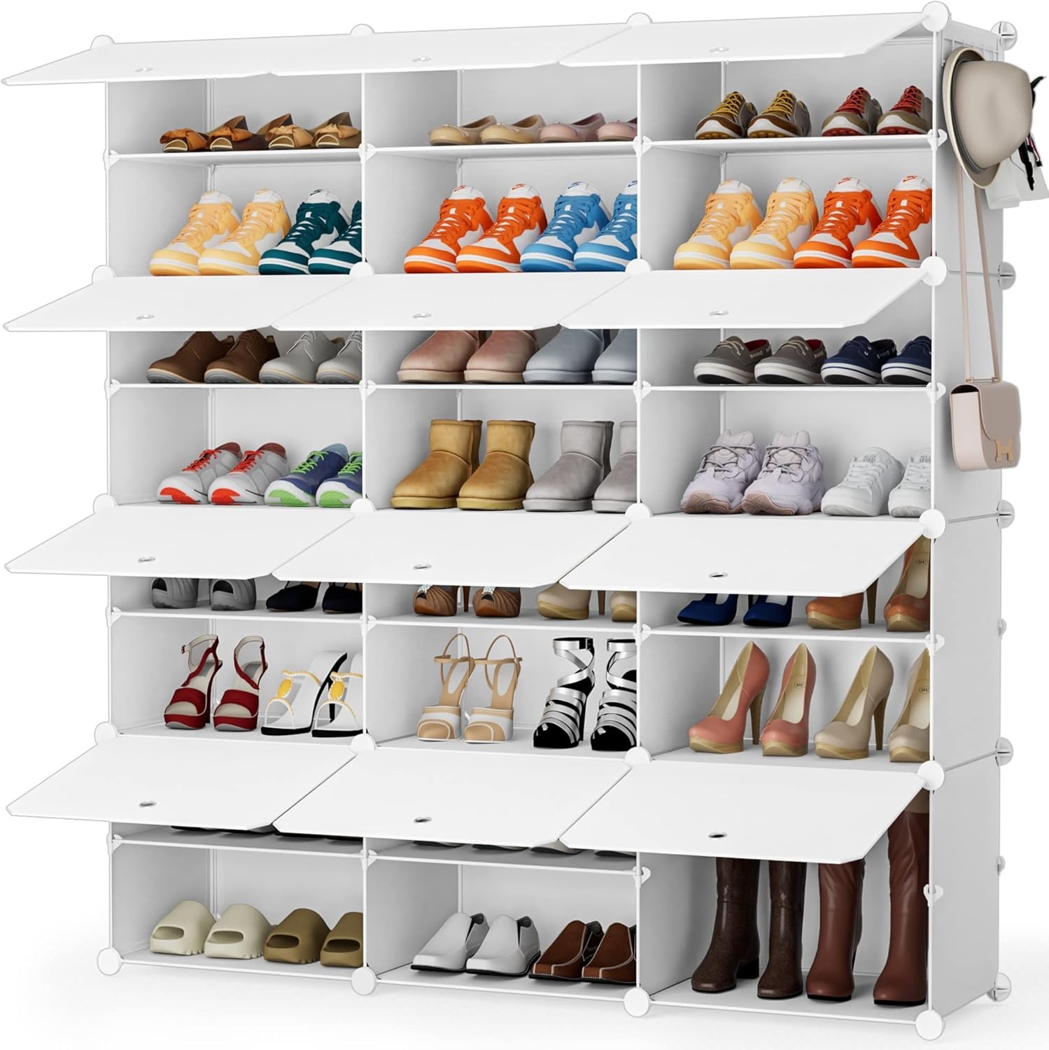 image:imageHOMIDEC Shoe Rack 6 Tier Shoe Storage Cabinet 24 Pair Plastic Shoe Shelves Organizer for Closet Hallway Bedroom EntrywayWhite