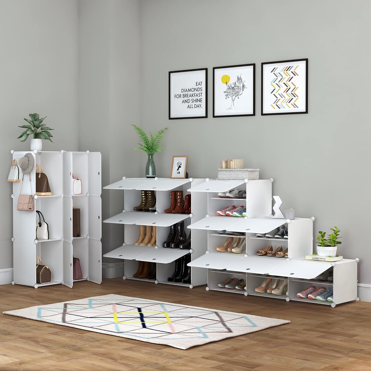 image:imageHOMIDEC Shoe Rack 6 Tier Shoe Storage Cabinet 24 Pair Plastic Shoe Shelves Organizer for Closet Hallway Bedroom EntrywayWhite