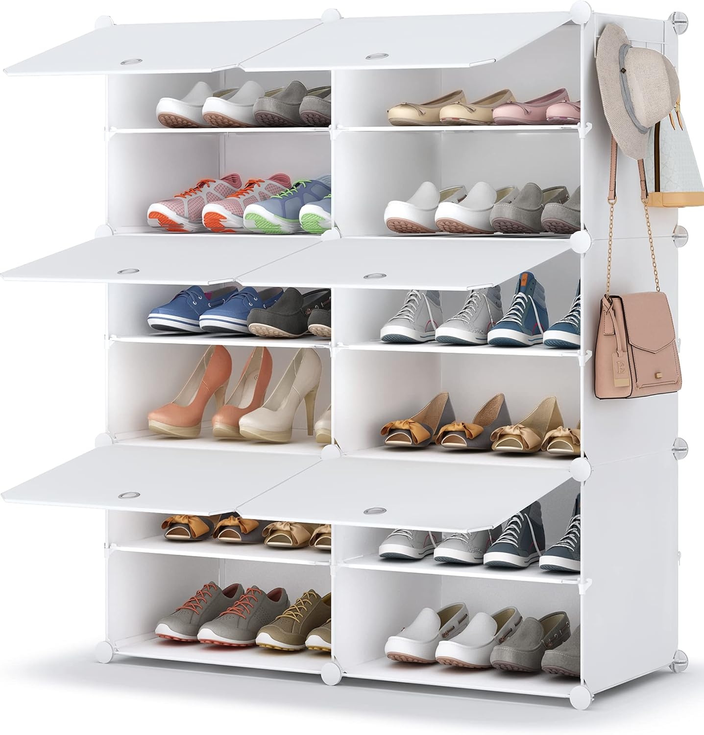 image:imageHOMIDEC Shoe Rack 6 Tier Shoe Storage Cabinet 24 Pair Plastic Shoe Shelves Organizer for Closet Hallway Bedroom EntrywayWhite
