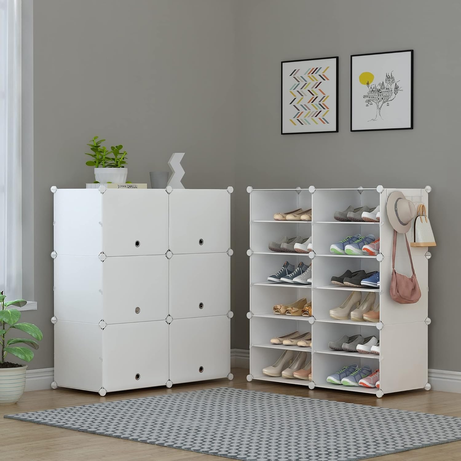 image:imageHOMIDEC Shoe Rack 6 Tier Shoe Storage Cabinet 24 Pair Plastic Shoe Shelves Organizer for Closet Hallway Bedroom EntrywayWhite