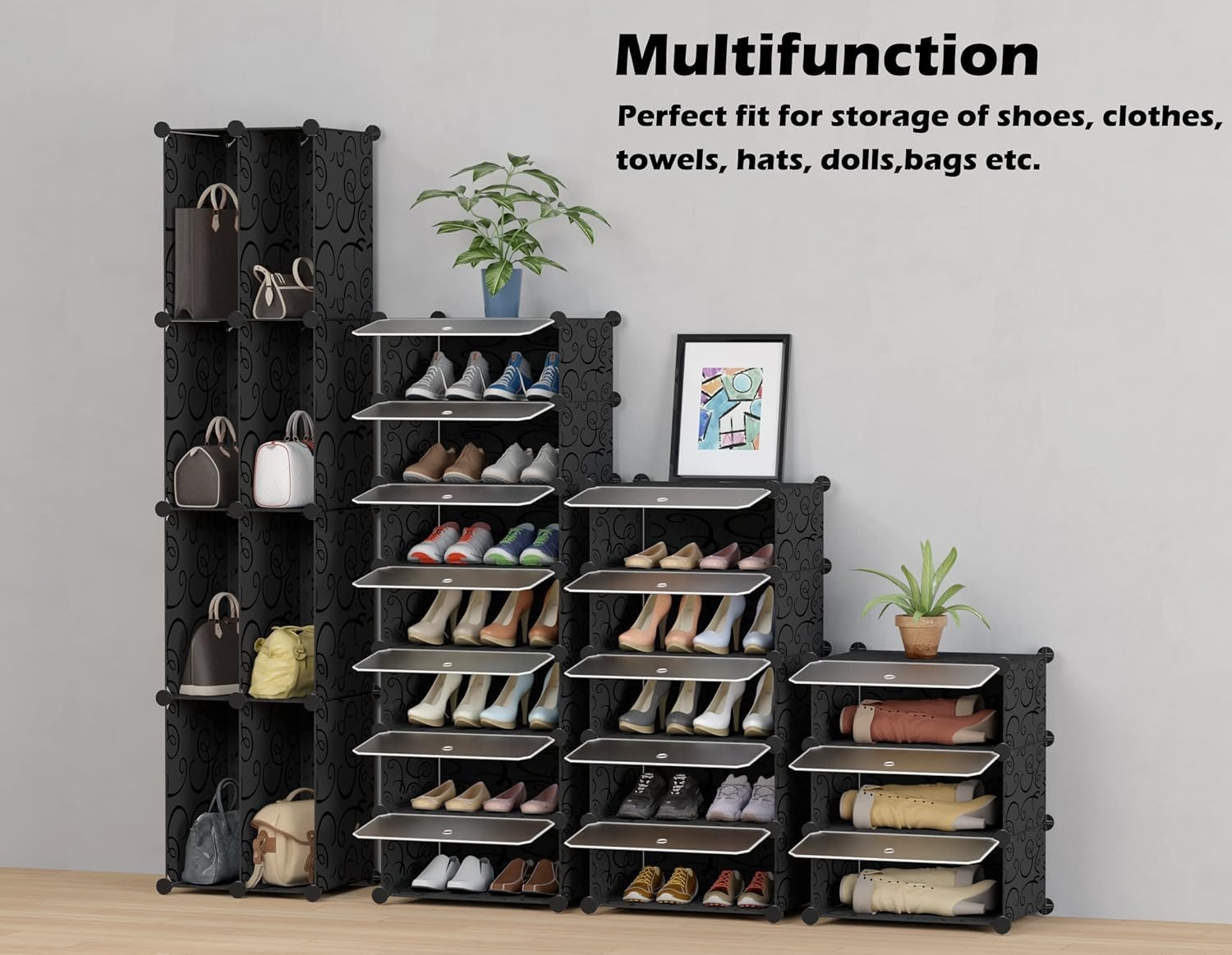 image:imageHOMIDEC Shoe Storage 10Tier Shoe Rack Organizer for Closet 20 Pair Narrow Shoes Shelf Cabinet for Entryway Bedroom and HallwayBlack
