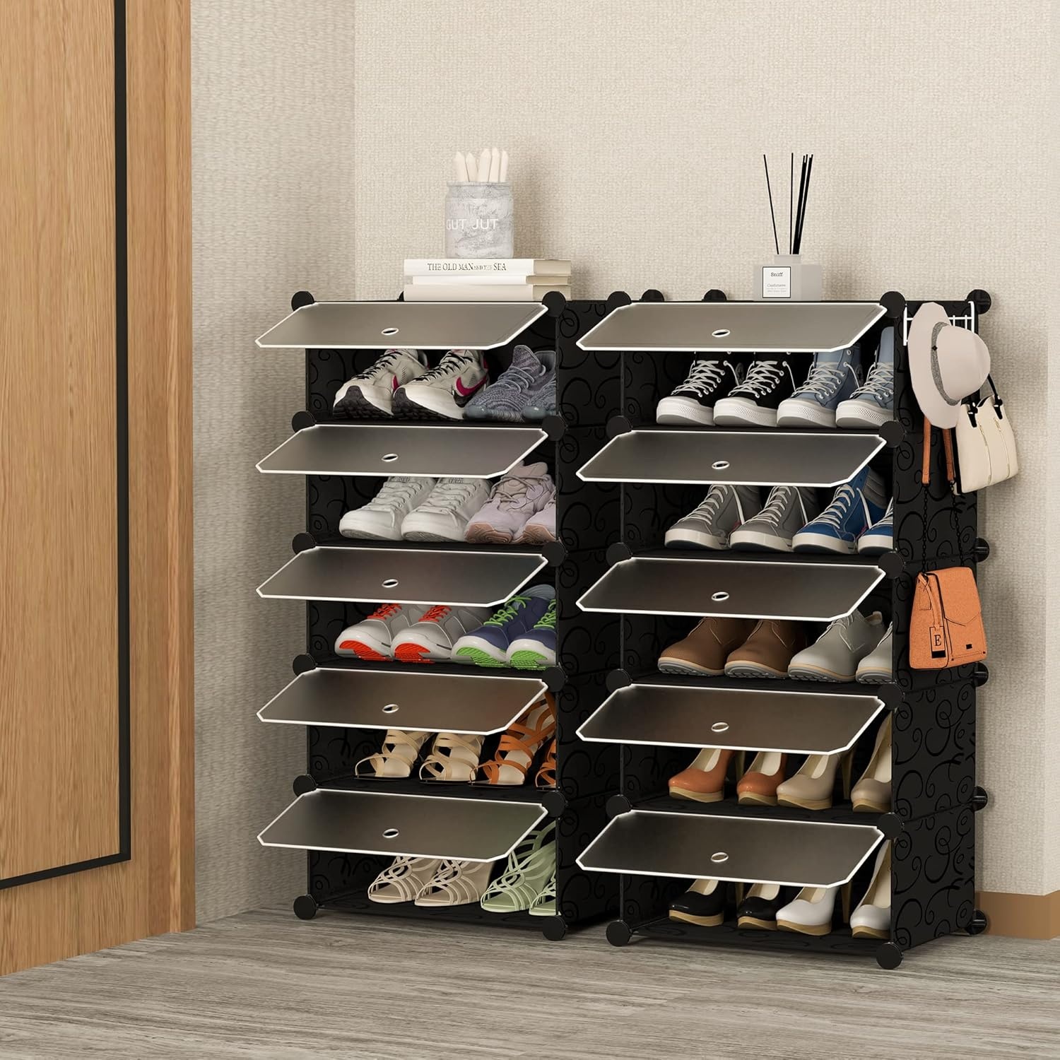 image:imageHOMIDEC Shoe Storage 10Tier Shoe Rack Organizer for Closet 20 Pair Narrow Shoes Shelf Cabinet for Entryway Bedroom and HallwayBlack
