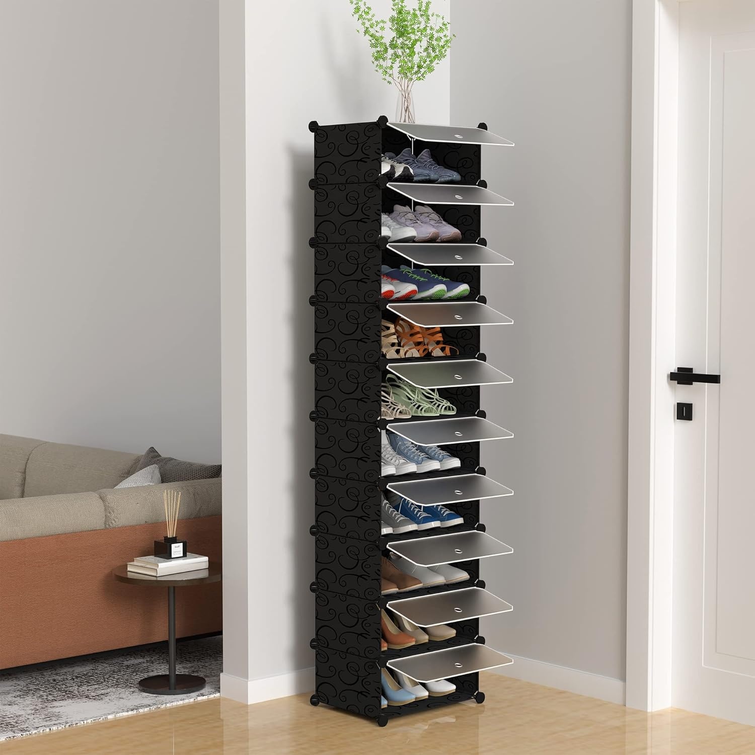 image:imageHOMIDEC Shoe Storage 10Tier Shoe Rack Organizer for Closet 20 Pair Narrow Shoes Shelf Cabinet for Entryway Bedroom and HallwayBlack