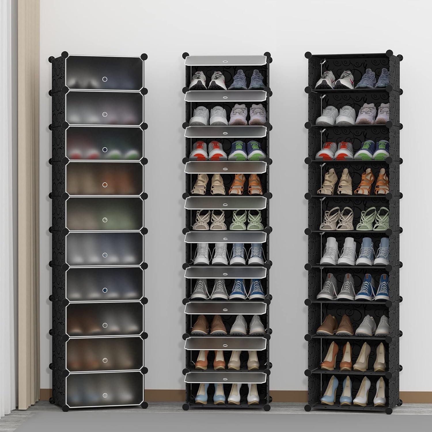 image:imageHOMIDEC Shoe Storage 10Tier Shoe Rack Organizer for Closet 20 Pair Narrow Shoes Shelf Cabinet for Entryway Bedroom and HallwayBlack