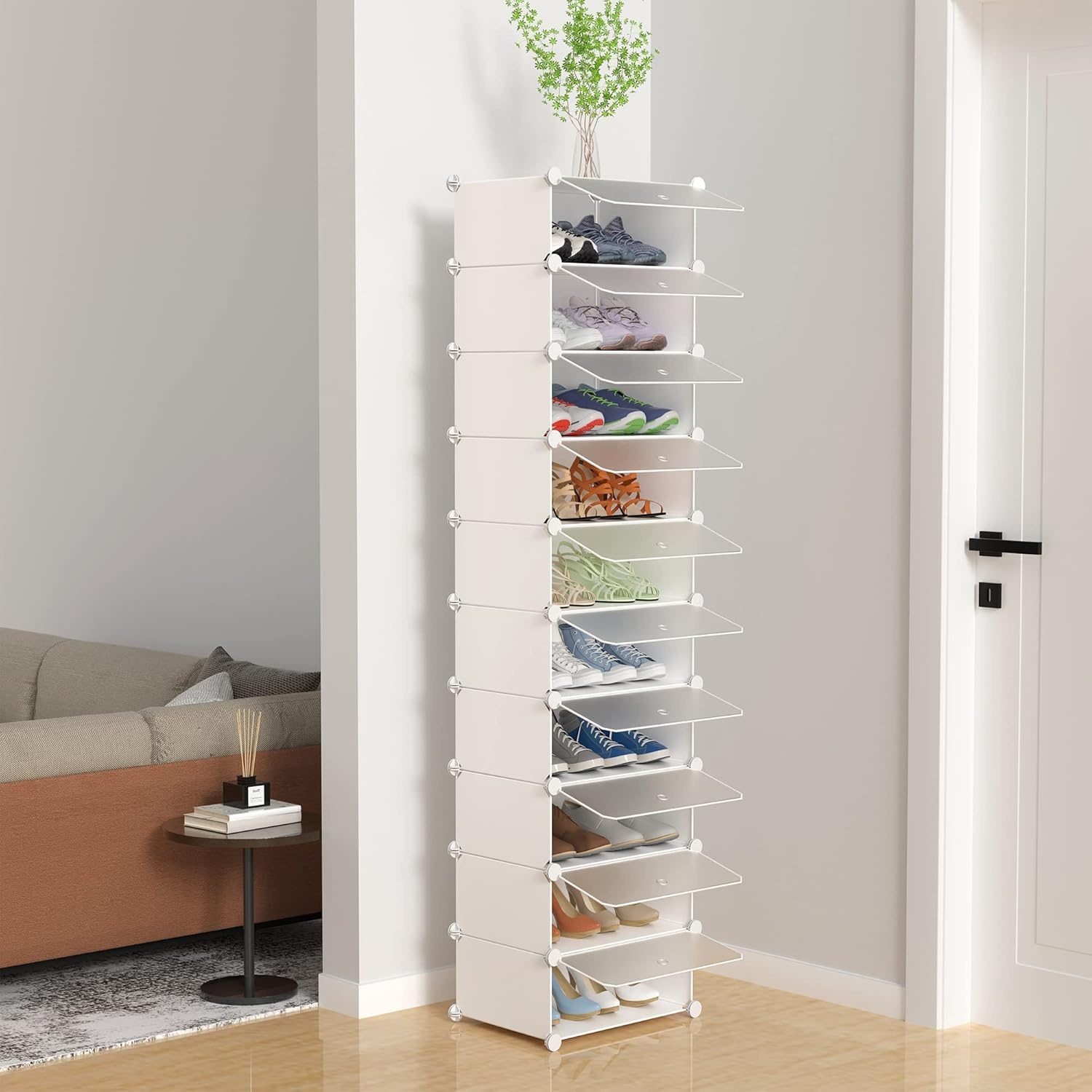 image:imageHOMIDEC Shoe Storage 10Tier Shoe Rack Organizer for Closet 20 Pair Narrow Shoes Shelf Cabinet for Entryway Bedroom and HallwayTransparent