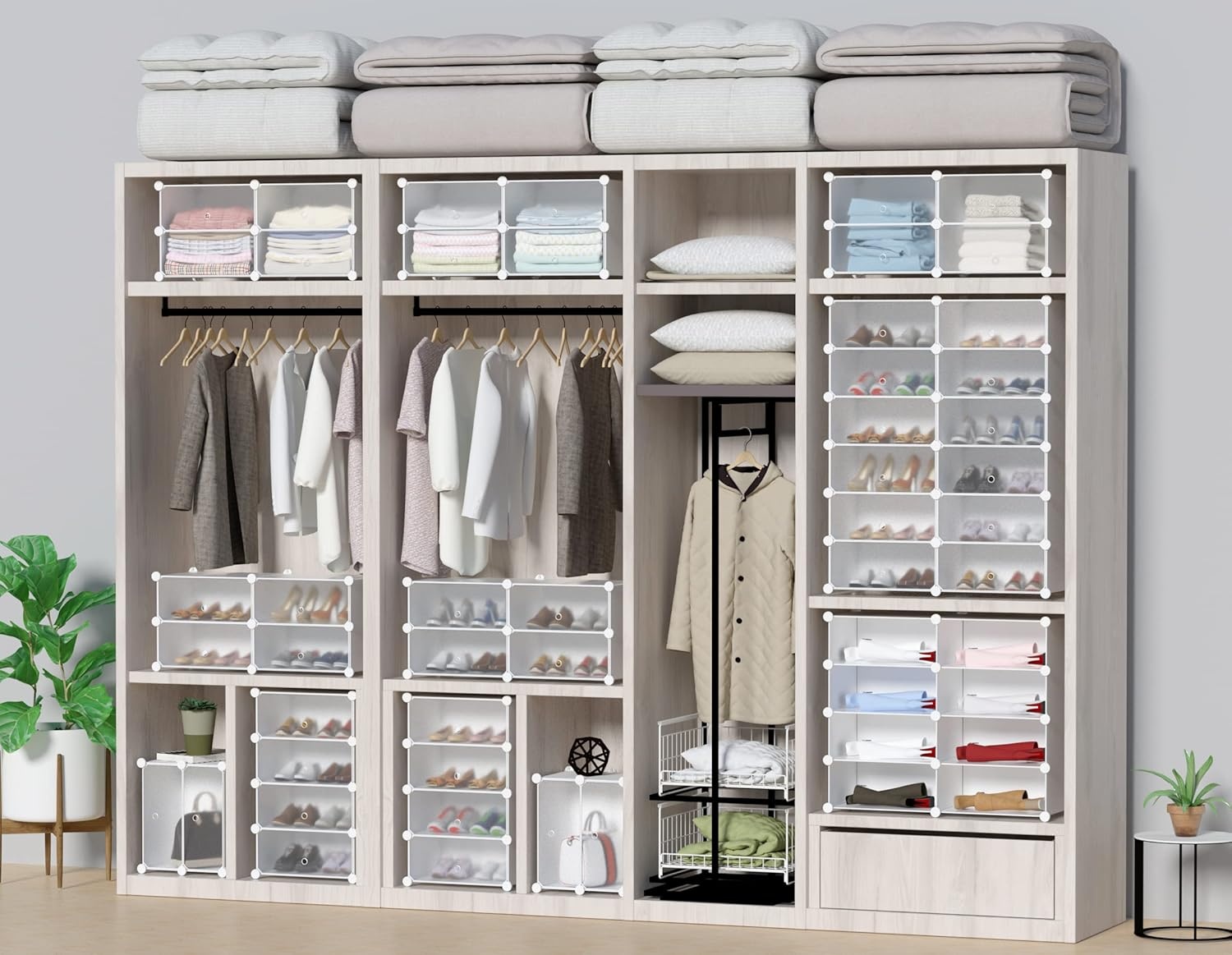 image:imageHOMIDEC Shoe Storage 10Tier Shoe Rack Organizer for Closet 20 Pair Narrow Shoes Shelf Cabinet for Entryway Bedroom and HallwayTransparent