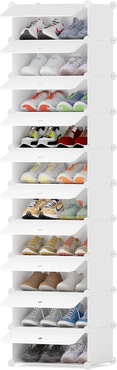 image:imageHOMIDEC Shoe Storage 10Tier Shoe Rack Organizer for Closet 20 Pair Narrow Shoes Shelf Cabinet for Entryway Bedroom and HallwayWhite