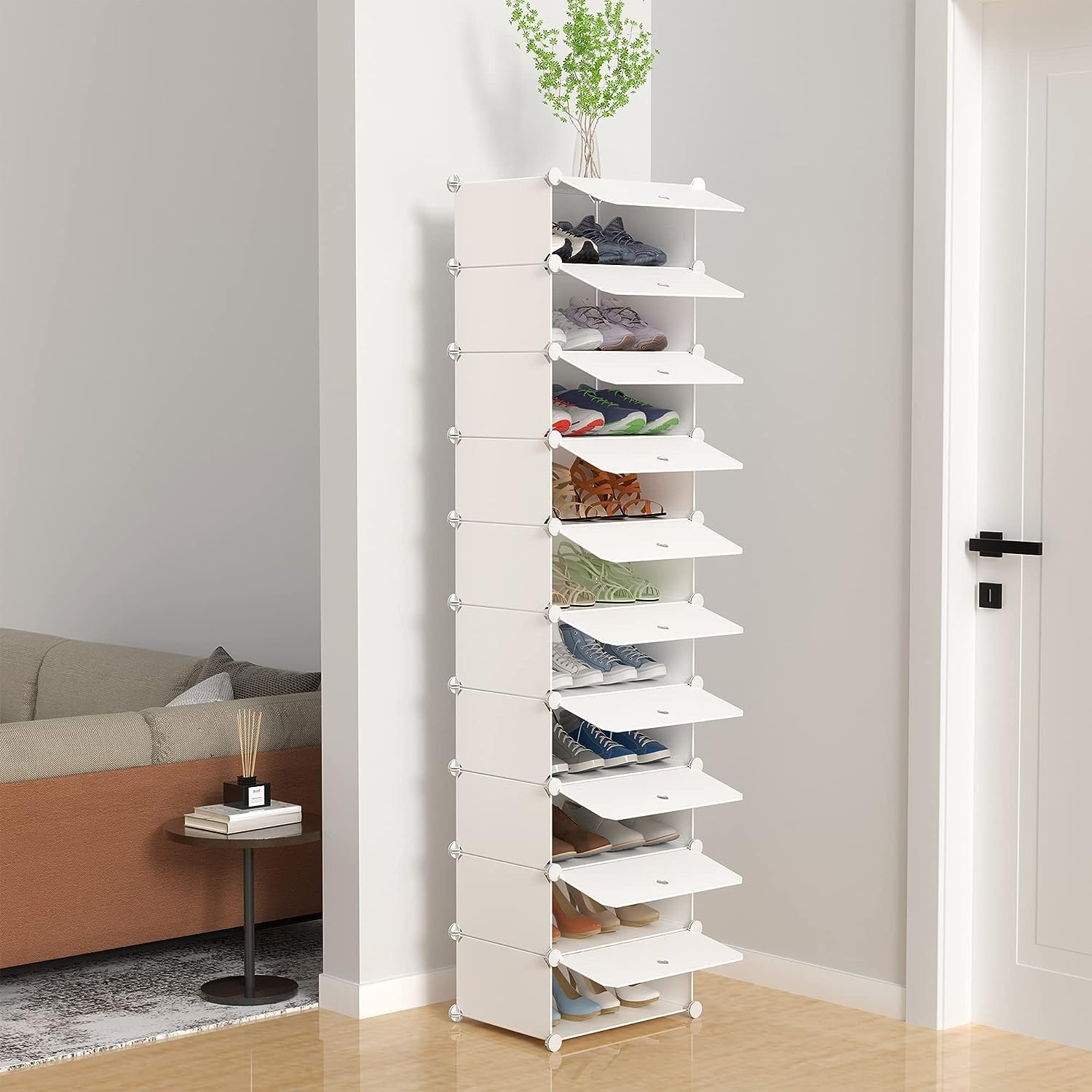 image:imageHOMIDEC Shoe Storage 10Tier Shoe Rack Organizer for Closet 20 Pair Narrow Shoes Shelf Cabinet for Entryway Bedroom and HallwayWhite