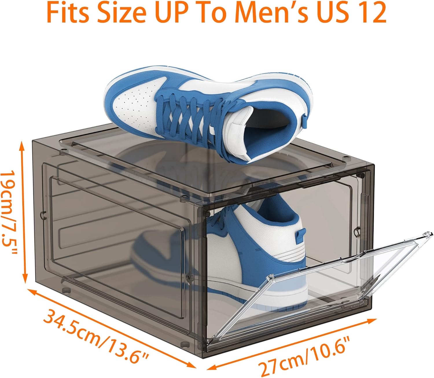 image:imageHOMIDEC Shoe Storage 6 Pack Shoe Organizer Clear Hard Plastic Shoe Box Shoe Boxes Clear Plastic Stackable Shoe Boxes with Lids for Size 13 TransparentClear Smoke