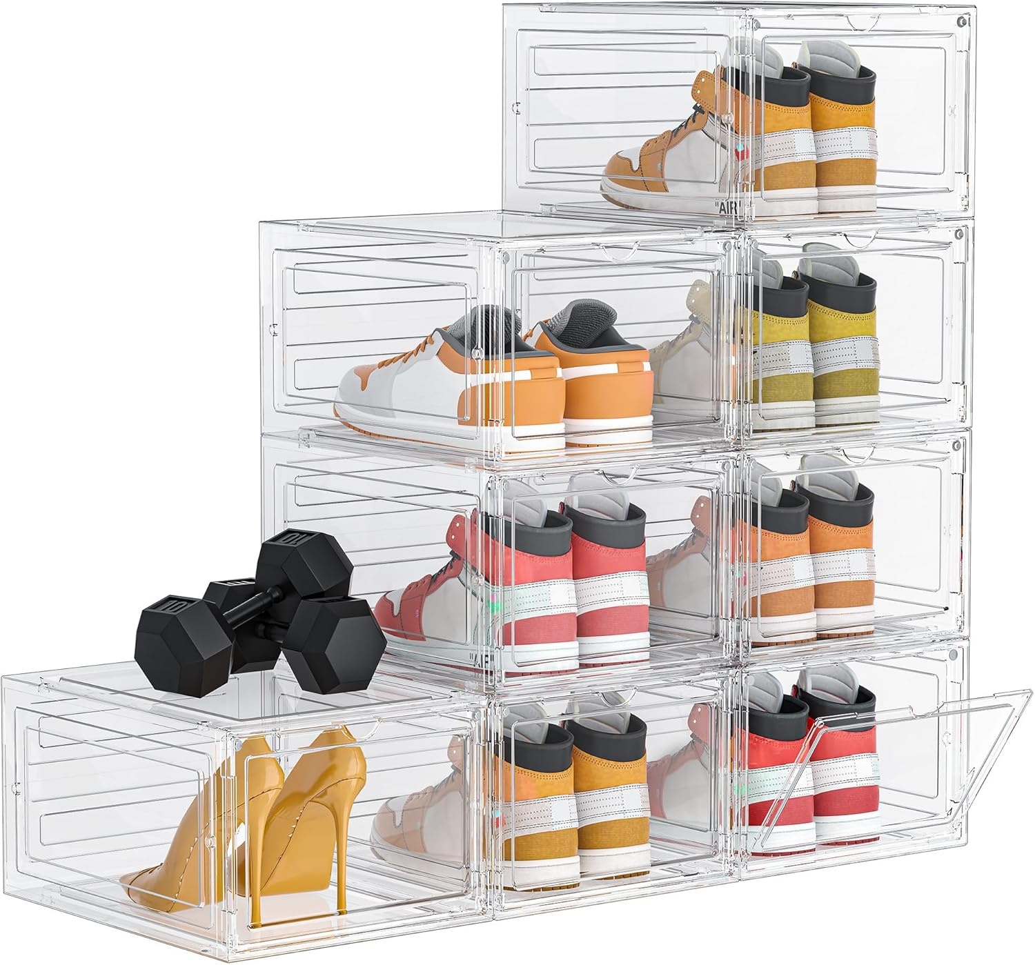 image:imageHOMIDEC Shoe Storage 6 Pack Shoe Organizer Clear Hard Plastic Shoe Box Shoe Boxes Clear Plastic Stackable Shoe Boxes with Lids for Size 13 TransparentTransparent