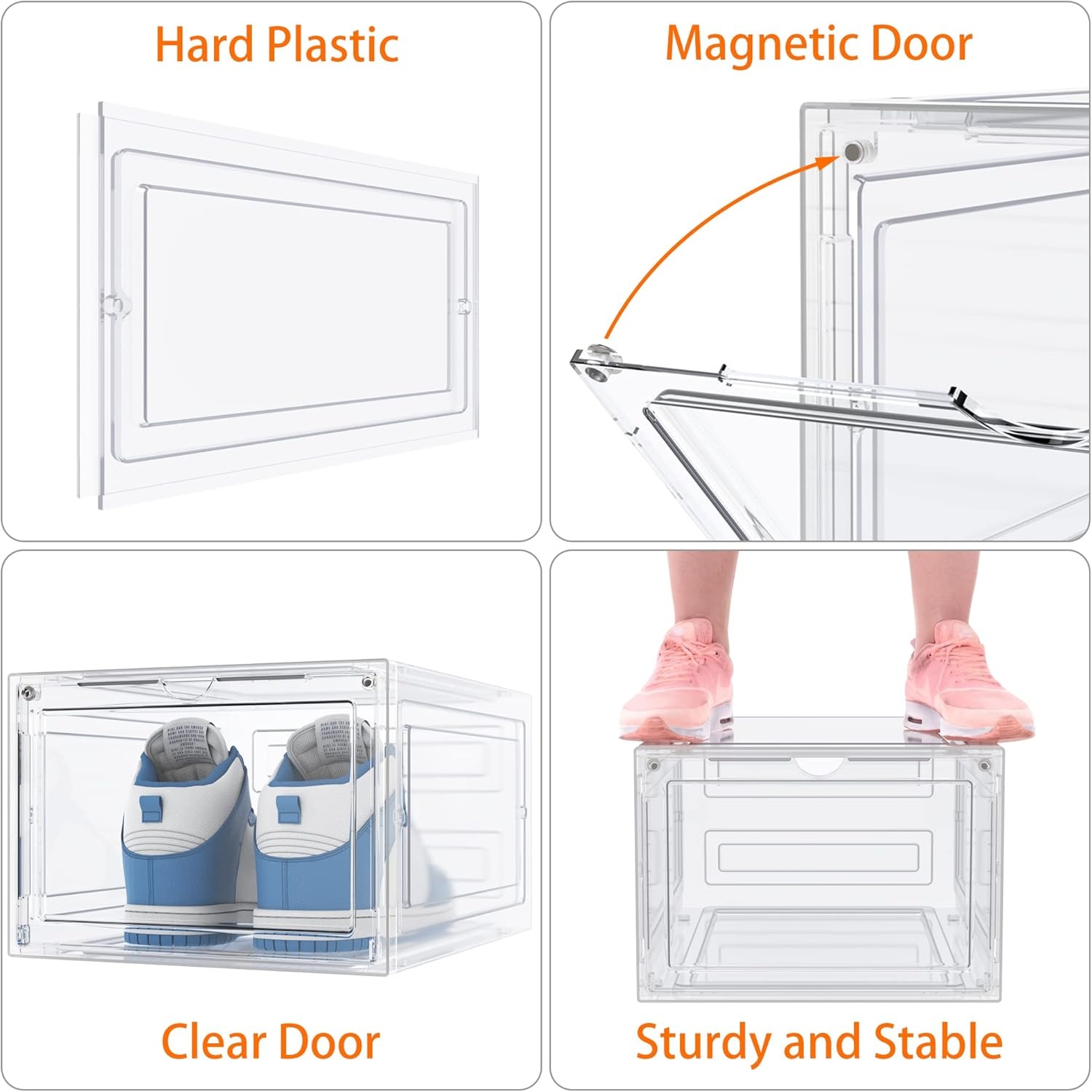image:imageHOMIDEC Shoe Storage 6 Pack Shoe Organizer Clear Hard Plastic Shoe Box Shoe Boxes Clear Plastic Stackable Shoe Boxes with Lids for Size 13 TransparentTransparent