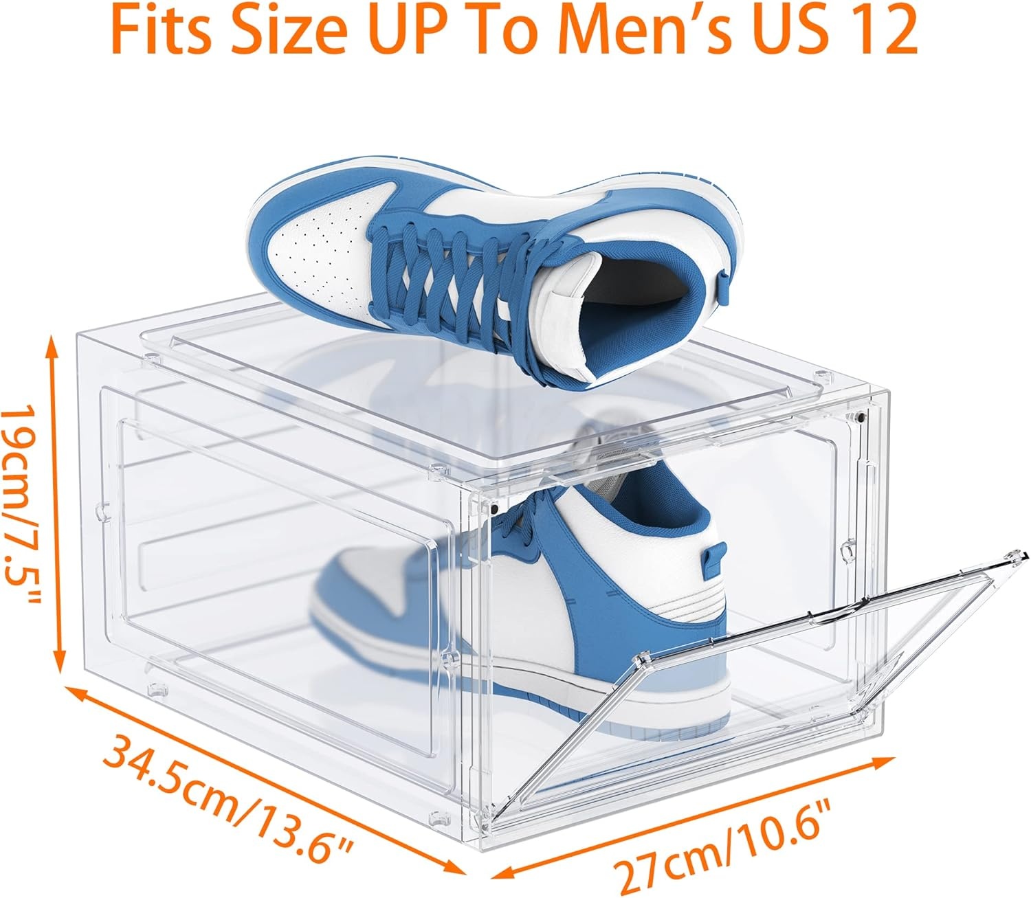 image:imageHOMIDEC Shoe Storage 6 Pack Shoe Organizer Clear Hard Plastic Shoe Box Shoe Boxes Clear Plastic Stackable Shoe Boxes with Lids for Size 13 TransparentTransparent