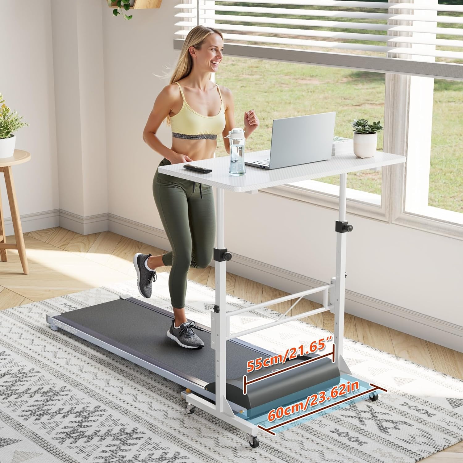 image:imageHOMIDEC Standing Desk 32 Inch Portable Small Desk Adjustable Height Rolling Home Office Desks with Wheels Sit Stand Desk for Bedroom Walking Pad Home Office Small Space BlackWhite