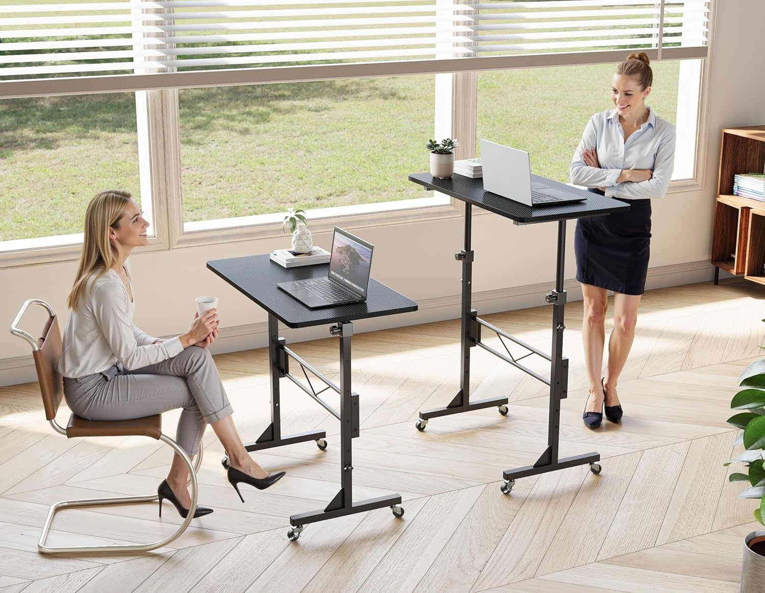 image:imageHOMIDEC Standing Desk 32 Inch Portable Small Desk Adjustable Height Rolling Home Office Desks with Wheels Sit Stand Desk for Bedroom Walking Pad Home Office Small Space BlackBlack