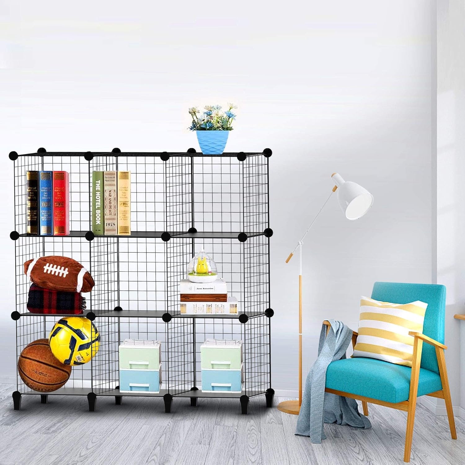 image:imageHOMIDEC Wire Cube Storage Storage Shelves 9 Cube Bookshelf Bookcase Closet Organizer and Storage MultiUse DIY Storage Cube Shelf for Books Toys Clothes Tools