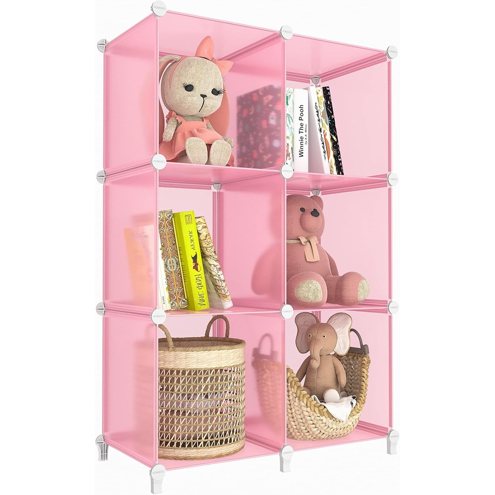 image:imageHOMIDEC 6Cube Storage Organizer Closet Organizer Storage Cabinet Shelf Bookcase BookshelfStorage Cubes Organizers Cabinet for KidsCloset BedroomBathroomPink