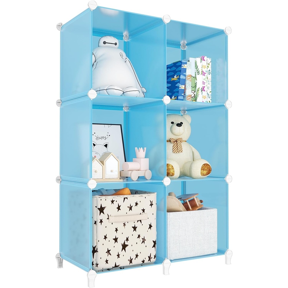 image:imageHOMIDEC 6Cube Storage Organizer Closet Organizer Storage Cabinet Shelf Bookcase BookshelfStorage Cubes Organizers Cabinet for KidsCloset BedroomBathroomBlue