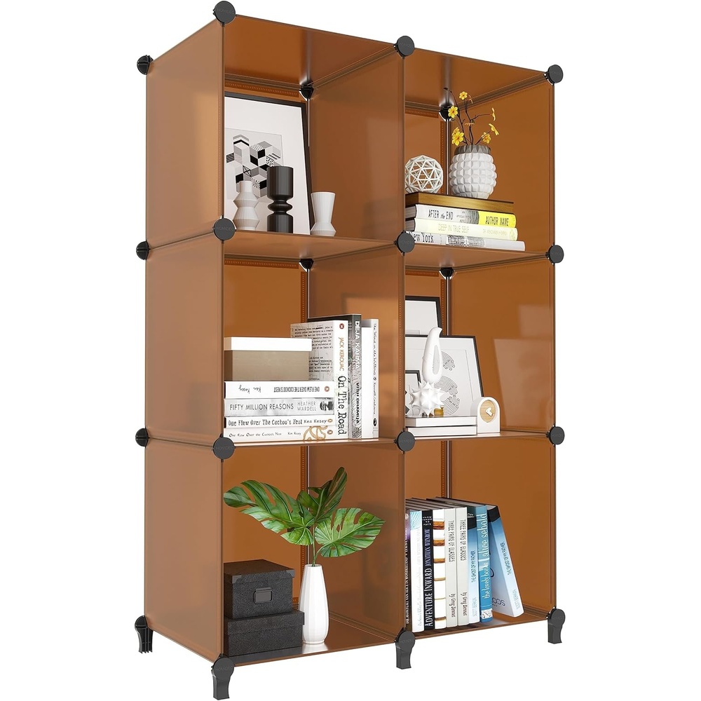 image:imageHOMIDEC 6Cube Storage Organizer Closet Organizer Storage Cabinet Shelf Bookcase BookshelfStorage Cubes Organizers Cabinet for KidsCloset BedroomBathroomBrown