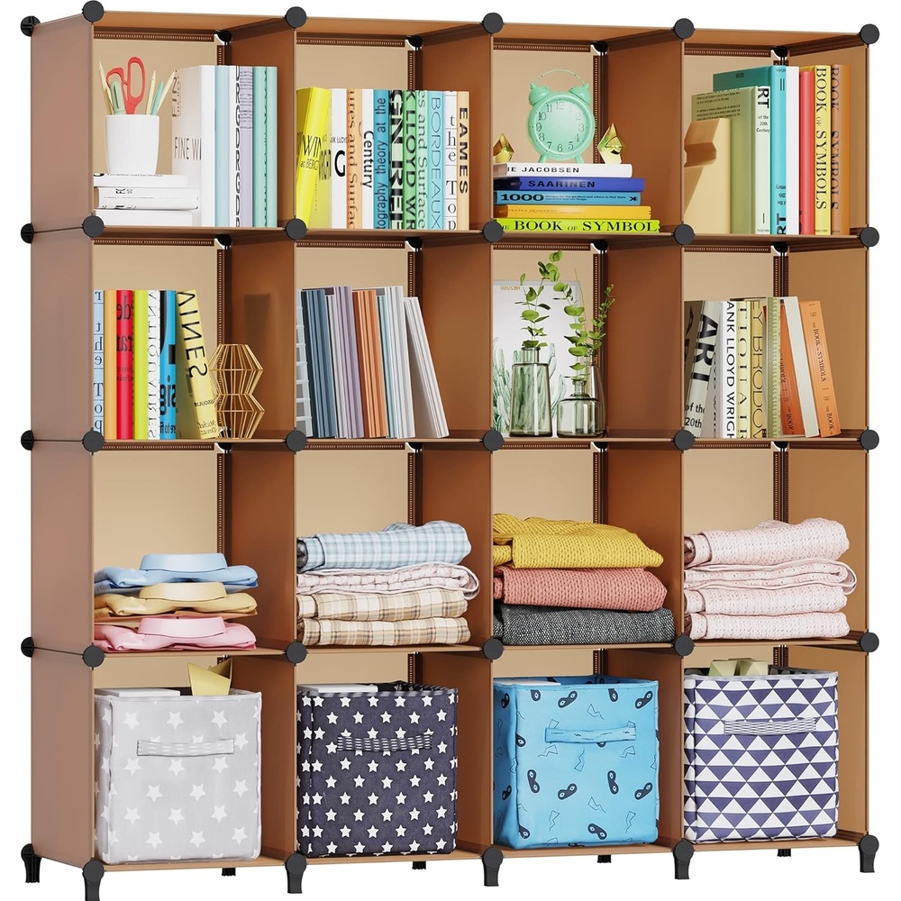 image:imageHOMIDEC Closet Organizers and Storage 16 Cube Storage Organizer Closet Organizer Bookshelf Cubes Shelves for Clothes Bedroom Kids Room Bathroom Wardrobe Garment Racks BlackBrown