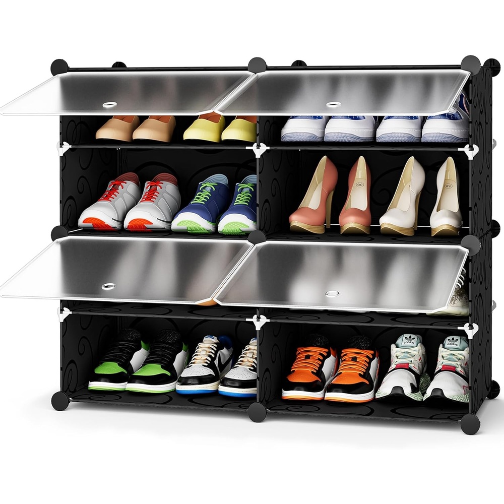 image:imageHOMIDEC Shoe Rack 6 Tier Shoe Storage Cabinet 24 Pair Plastic Shoe Shelves Organizer for Closet Hallway Bedroom EntrywayBlack