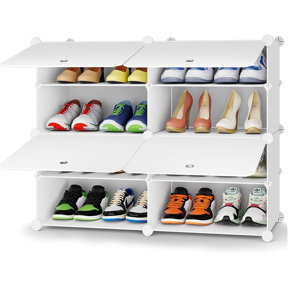 image:imageHOMIDEC Shoe Rack 6 Tier Shoe Storage Cabinet 24 Pair Plastic Shoe Shelves Organizer for Closet Hallway Bedroom EntrywayWhite