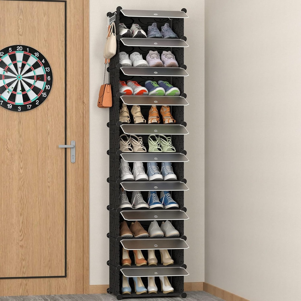 image:imageHOMIDEC Shoe Storage 10Tier Shoe Rack Organizer for Closet 20 Pair Narrow Shoes Shelf Cabinet for Entryway Bedroom and HallwayBlack