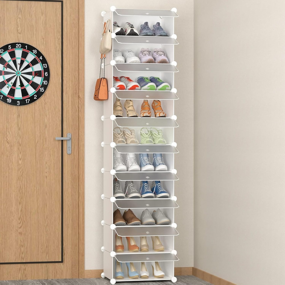 image:imageHOMIDEC Shoe Storage 10Tier Shoe Rack Organizer for Closet 20 Pair Narrow Shoes Shelf Cabinet for Entryway Bedroom and HallwayTransparent