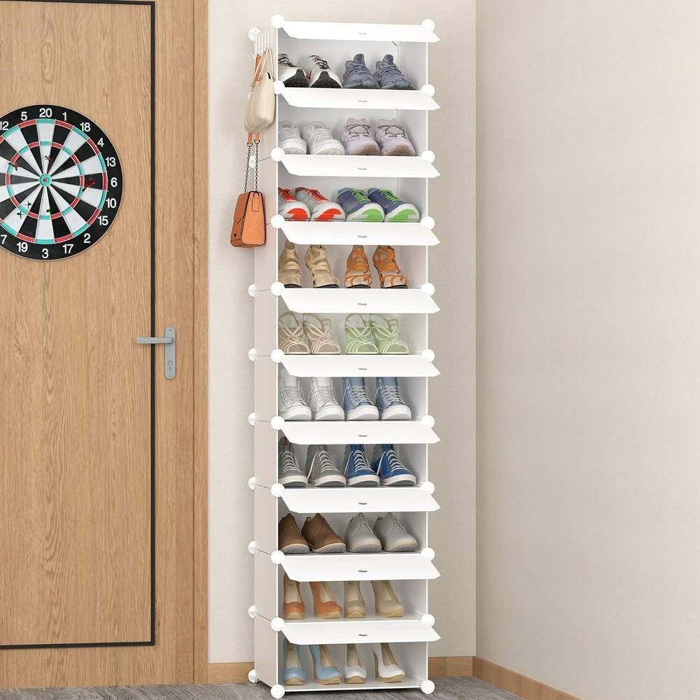 image:imageHOMIDEC Shoe Storage 10Tier Shoe Rack Organizer for Closet 20 Pair Narrow Shoes Shelf Cabinet for Entryway Bedroom and HallwayWhite