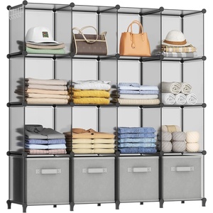 image:imageHOMIDEC Closet Organizers and Storage 16 Cube Storage Organizer Closet Organizer Bookshelf Cubes Shelves for Clothes Bedroom Kids Room Bathroom Wardrobe Garment Racks BlackGrey