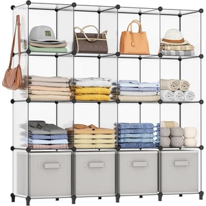 image:imageHOMIDEC Closet Organizers and Storage 16 Cube Storage Organizer Closet Organizer Bookshelf Cubes Shelves for Clothes Bedroom Kids Room Bathroom Wardrobe Garment Racks BlackTransparent