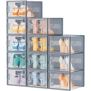 image:imageShoe Storage 12 Pack XLarge Shoe Organizer for Closet Shoe Boxes Clear Plastic Stackable Shoe Storage Boxes for Size 13Grey