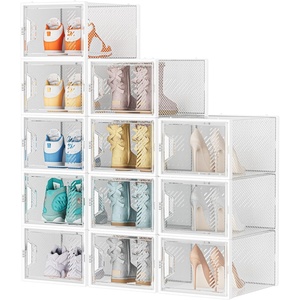 image:imageShoe Storage 12 Pack XLarge Shoe Organizer for Closet Shoe Boxes Clear Plastic Stackable Shoe Storage Boxes for Size 13White